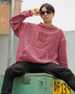 Bluza oversize z kapturem <br>Rock & Roll <br>Haft, Efekt sprania